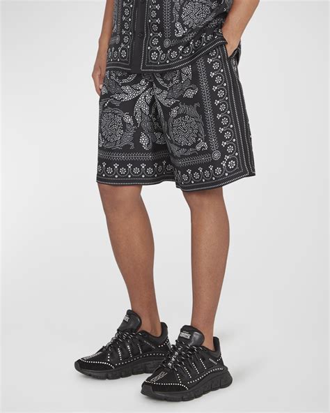 versace silk shorts mens|Versace shorts and shirt set.